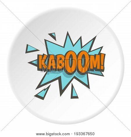 Kaboom, comic text sound effect icon in flat circle isolated on white background vector illustration for web