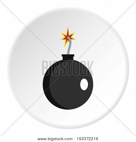 Cannonball icon in flat circle isolated on white background vector illustration for web