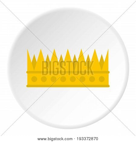 Regal crown icon in flat circle isolated on white background vector illustration for web