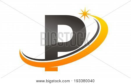 This image describe about Star Swoosh Letter P