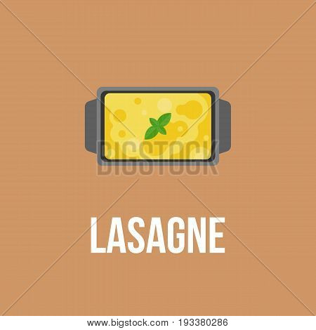Lasagne logo, Italian cuisine, flat design vector