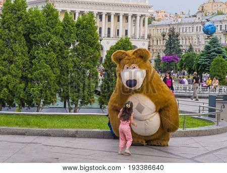 KIEV UKRAINE - JUNE 05 : The Maidan Nezalezhnosti in Kiev Ukraine on 05 June 2017 it is one of the city's main squares located on Khreshchatyk Street