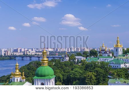 KIEV UKRAINE - JUNE 05 : The Pechersk Lavra monastery in Kiev Ukraine on June 05 2017 The Pechersk Lavra is unesco world heritage site since 1990