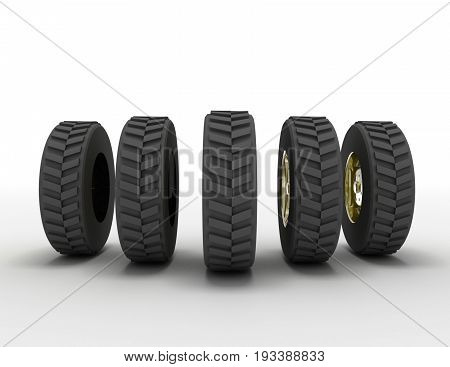 3D Rendering Truck Tires Concept. 3D Rendedred Illustration