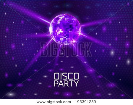 Disco party background. Music dance vector design for advertise. Disco ball flyer or poster design promo.