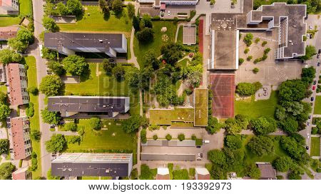 Top view of Memmingen city in Bavaria. Germany.
