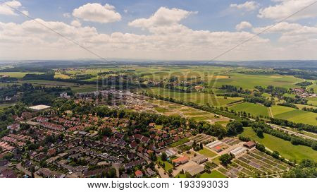 Aerial view of Memmingen city in Bavaria. Germany.
