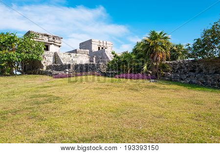 Tulum Mexico the Castle (El Castillo) in the Mayan city archaeological site