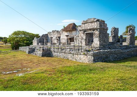 Tulum Mexico houses in the Mayan city archaeological site