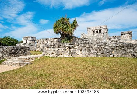 Tulum Mexico the Castle (El Castillo) in the Mayan city archaeological site