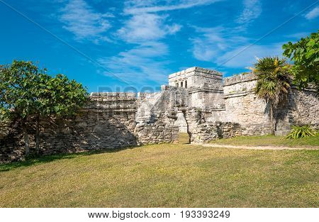 Tulum Mexico the Castle (El Castillo) in the Mayan city archaeological site