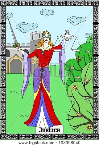 the illustration - card for tarot - the justice.