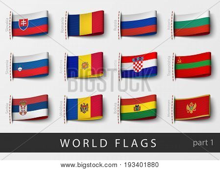 Vector set of flag labels of all countries