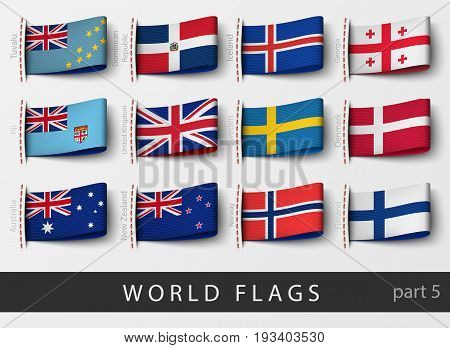 Vector set of flag labels of all countries