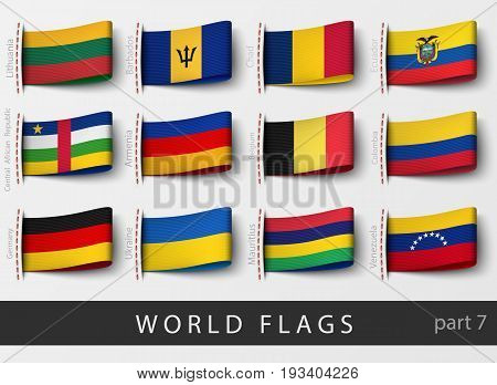 Vector set of flag labels of all countries