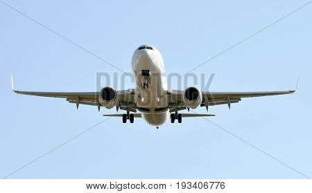 Passengers' commercial Planes preparing itself to land in airport of Barcelona Spain