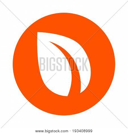 Stylized leaf - symbol of digital crypto currency Peercoin vector monochrome round icon flat style