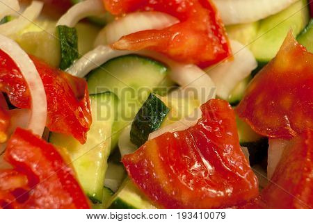 salad with lettuce and fresh vegetable close up