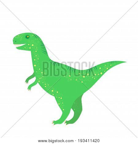 Green dinosaur isolated on white. Tyrannosaurus icon.