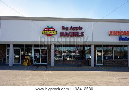 BAY VIEW, MICHIGAN / UNITED STATES - NOVEMBER 26, 2016: One may eat bagels and sandwiches, and drink coffee, at Big Apple Bagels.