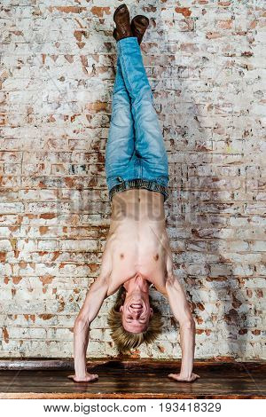 Strong Sexy Young Guy Posing With Naked Torse