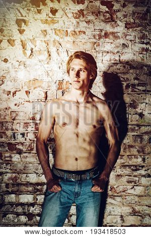 Strong Sexy Young Guy Posing With Naked Torse