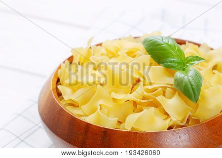 bowl of quadretti - square shaped pasta - close up