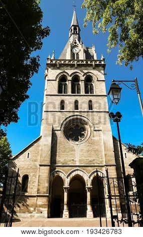 The Saint Nicolas Catholic church, Parisian region, Maisons Laffitte city, France.