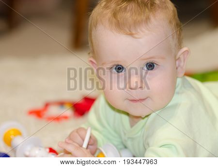Young baby boy with a blue eyes