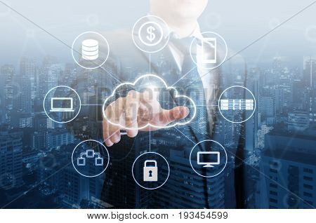 Double Exposure Of Professional Businessman Connected Devices With World Digital Technology Internet