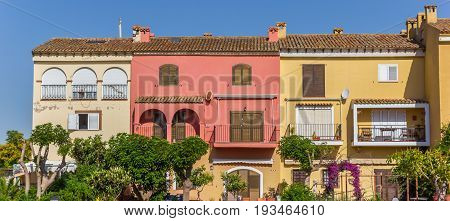 Panorama Of Colorful Houses Of Port Saplaya In Valencia