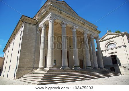 Basilica di San Marino. Catholic church of the Republic of San Marino built in neoclassical style.