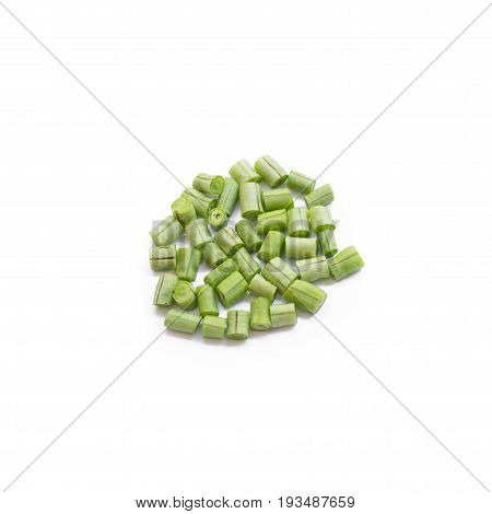 yardlong bean sliced isolated on white background.