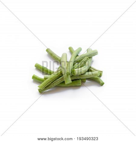 yardlong bean sliced isolated on white background.