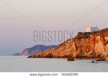 Church on the coast of Kimolos island in Greece.