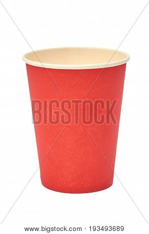 Red Paper Cup Isolated On A White Background
