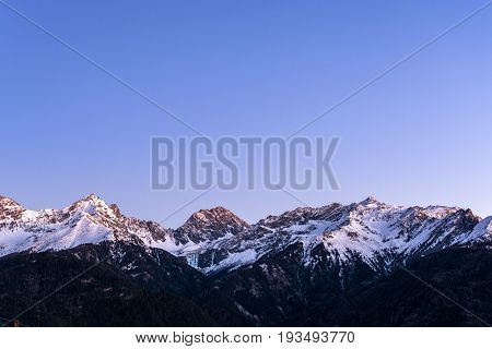 Snowy Mountains In The Austrian Alps In Winter