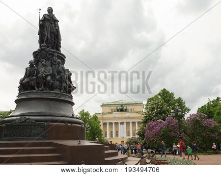 The Alexandrinsky Theater and the Catherine's Garden in St. Petersburg.
Photo taken in St. Petersburg on June 12, 2017