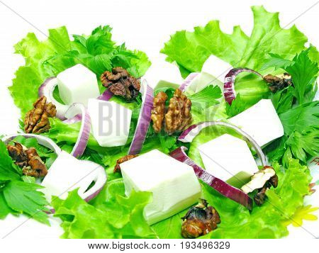greek salad with cheese olive and nuts