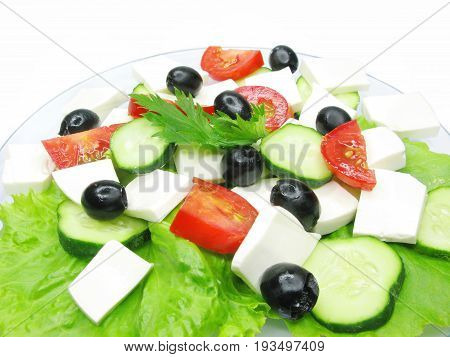 greek salad with cheese olive and tomato