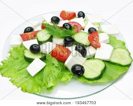 greek salad with cheese olive and tomato