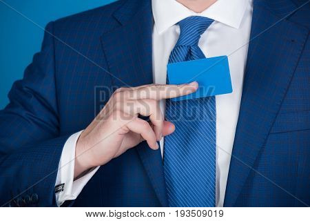 Business Or Bank Card In Male Hand