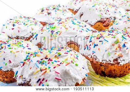 glazed easter cake isolated on white background