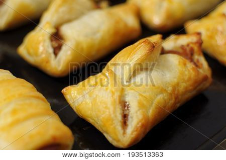Puffs With Apple Jam On Backing Tray