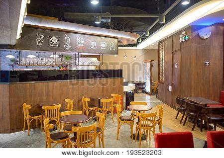 SHENZHEN, CHINA-JANUARY 22, 2015: Pacific Coffee at shopping center in Shenzhen. 