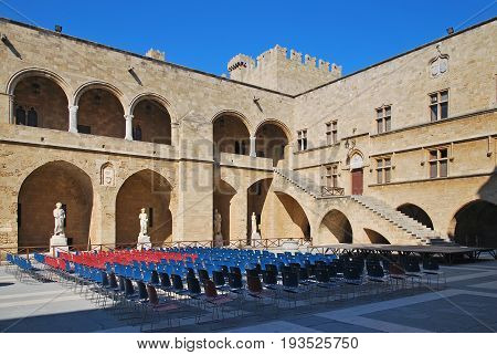 Rhodes Landmark Grandmasters Palace. Greece. Old town