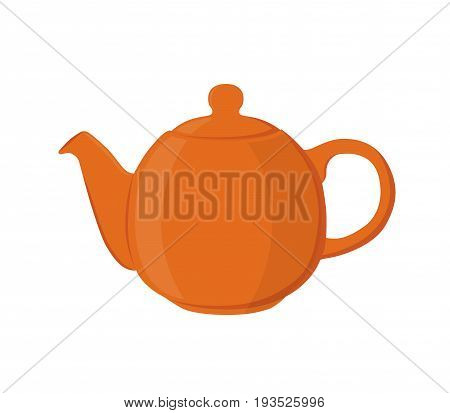 Vector illustration of teapot. Pottery fictile, clay teakettle. Made in cartoon flat style