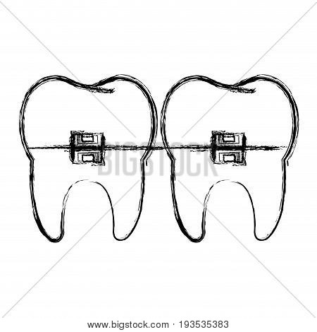 tooth with brakets isolated icon vector illustration design