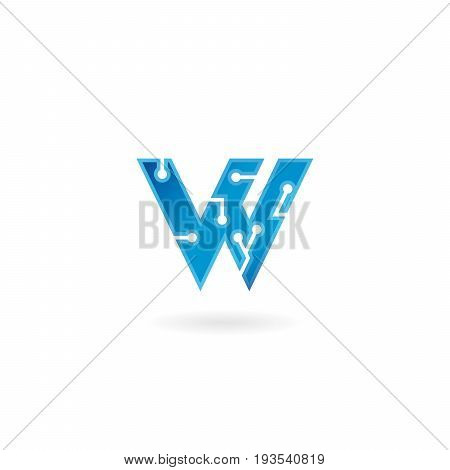 Letter W icon. Technology Smart logo, computer and data related business, hi-tech and innovative, electronic