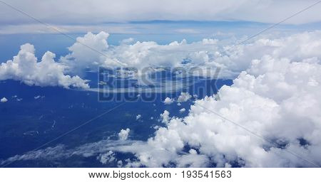 flying in to Port Moresby Papua New Guinea looking down at the sea and land